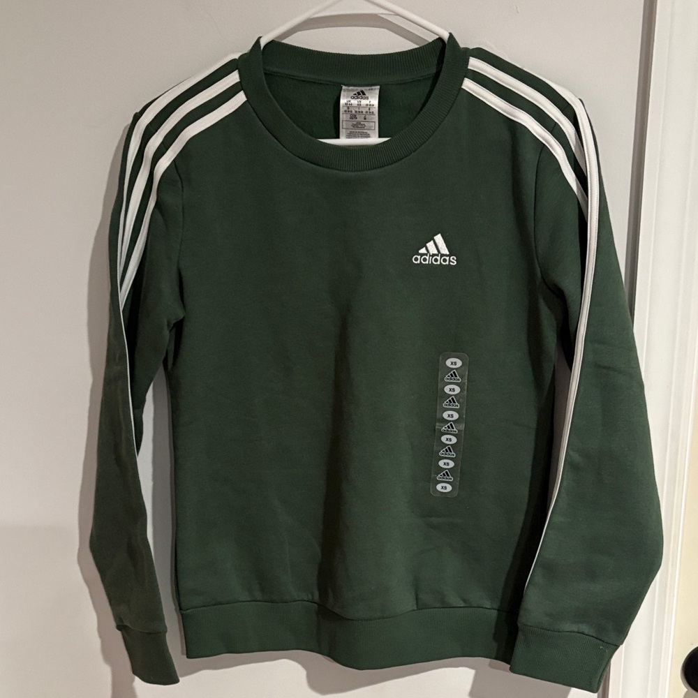 NWT- Adidas Men's Forest Green Crewneck Sweater